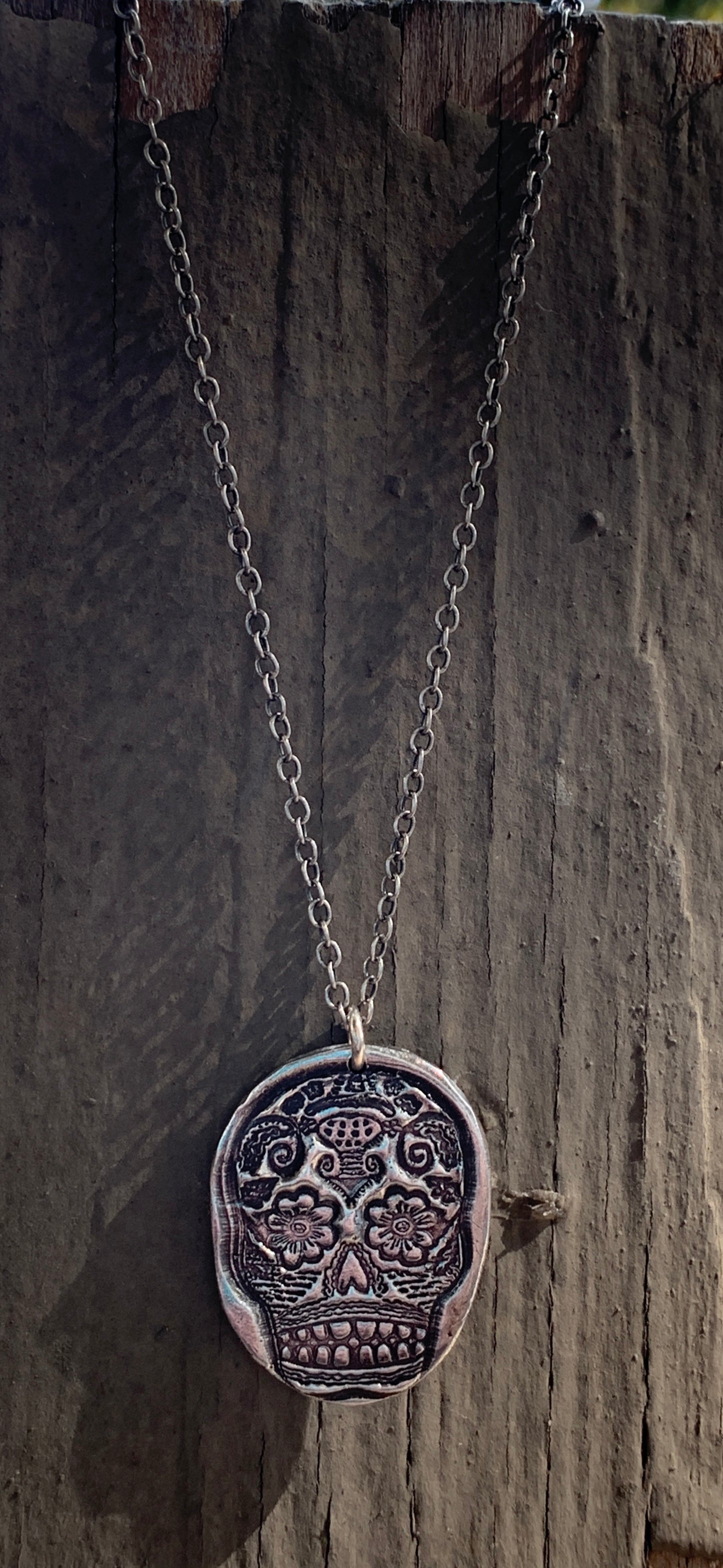 Pure Silver Sugar Skull Necklace