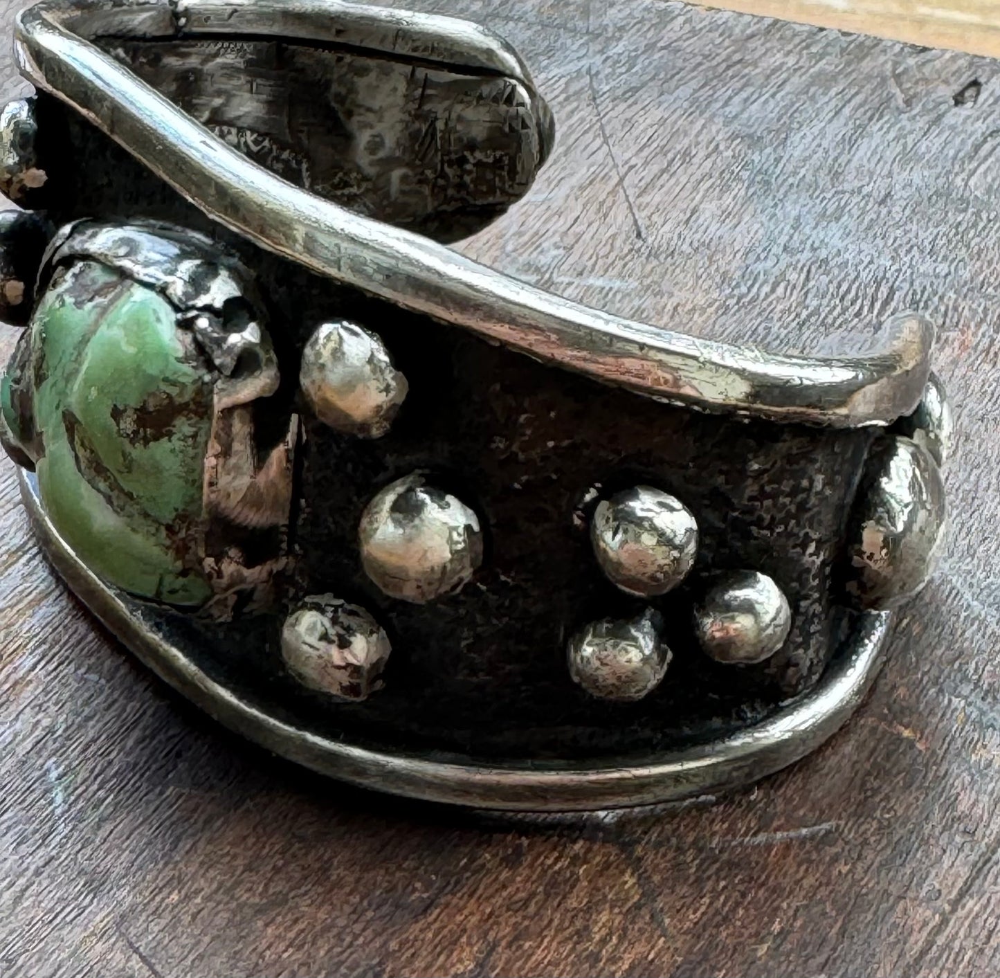 Vintage Sterling and Turquoise Small Cuff Bracelet