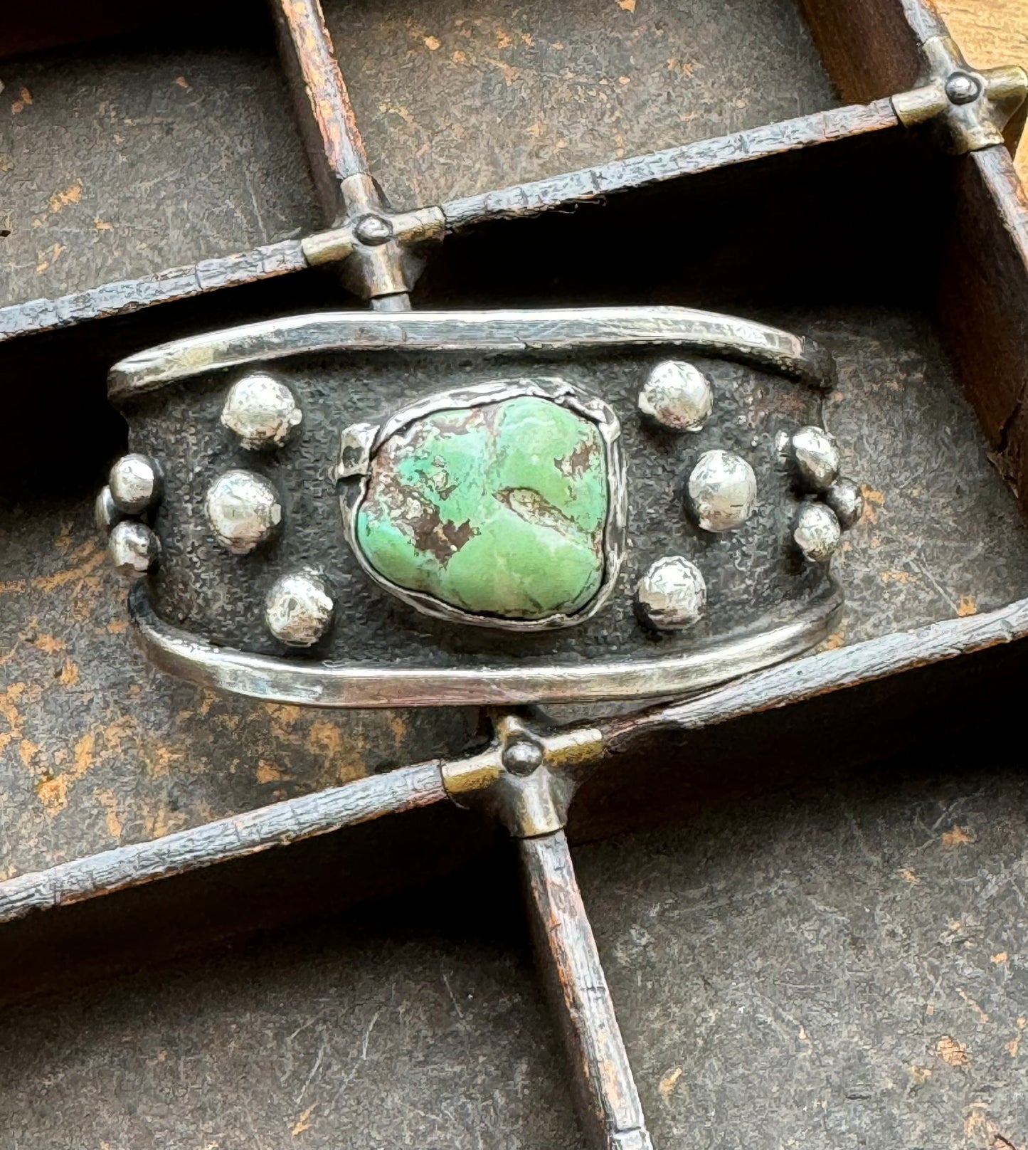 Vintage Sterling and Turquoise Small Cuff Bracelet