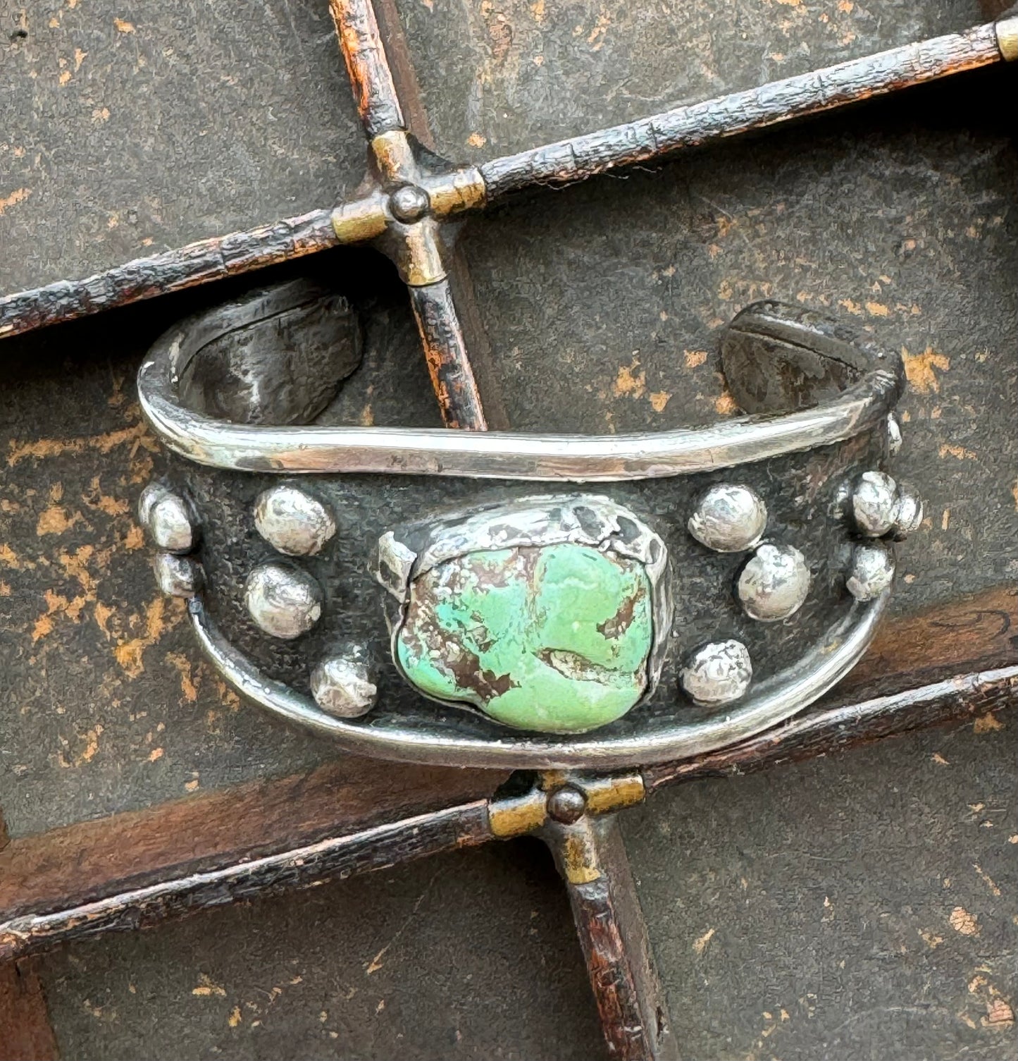 Vintage Sterling and Turquoise Small Cuff Bracelet