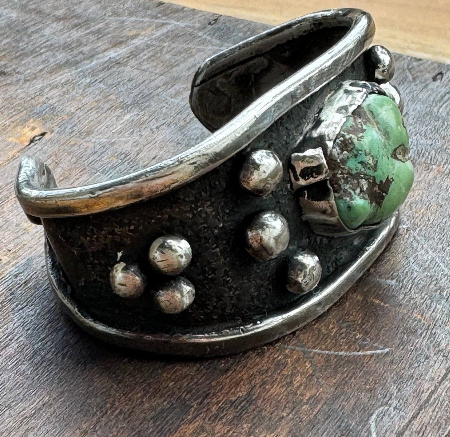 Vintage Sterling and Turquoise Small Cuff Bracelet