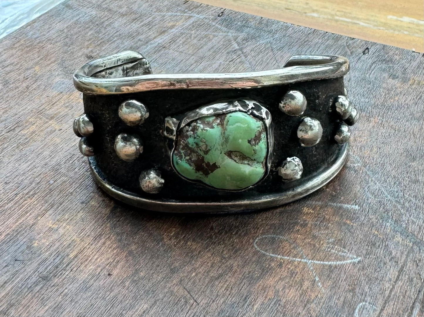 Vintage Sterling and Turquoise Small Cuff Bracelet