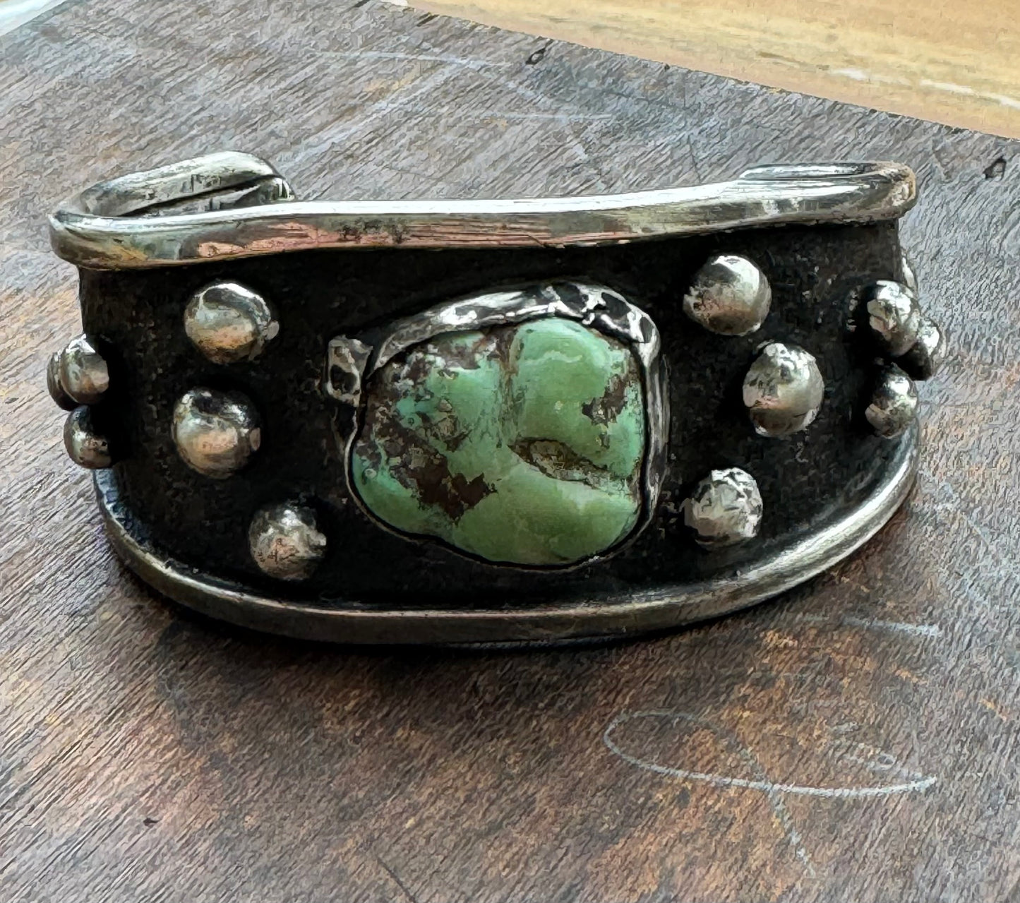 Vintage Sterling and Turquoise Small Cuff Bracelet