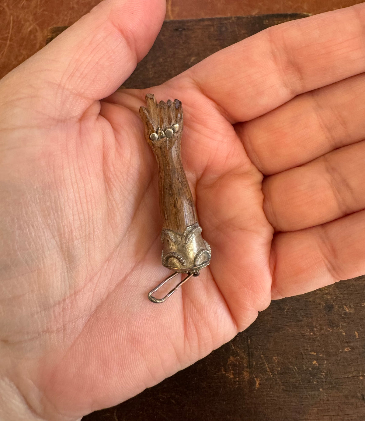 Vintage Pendant - Wooden Mano Figa Pendant
