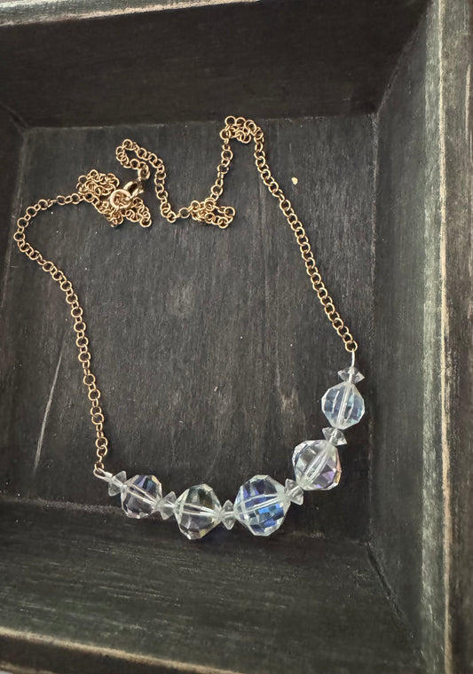 Crystal Necklace - Upcycled 1950 Beaded Necklace