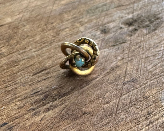 Antique Gold Opal Lovers Knot Single Stud Earring