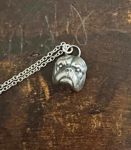 Pure Silver Bulldog Necklace