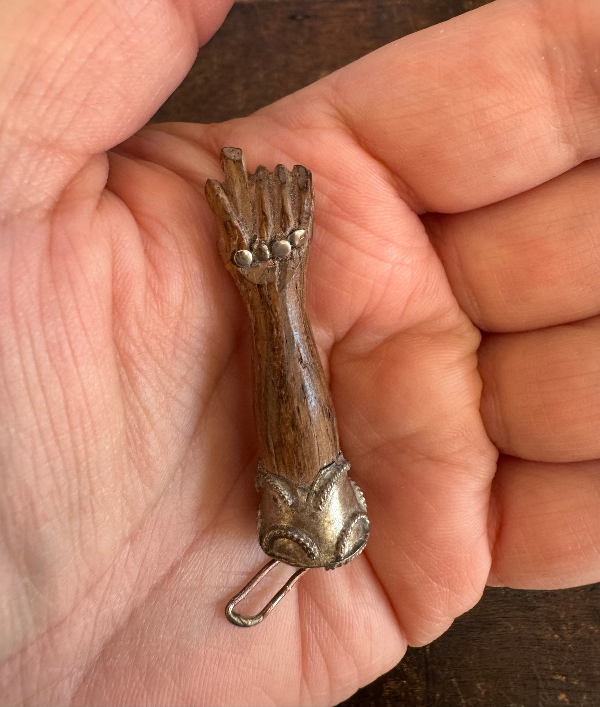 Vintage Pendant - Wooden Mano Figa Pendant