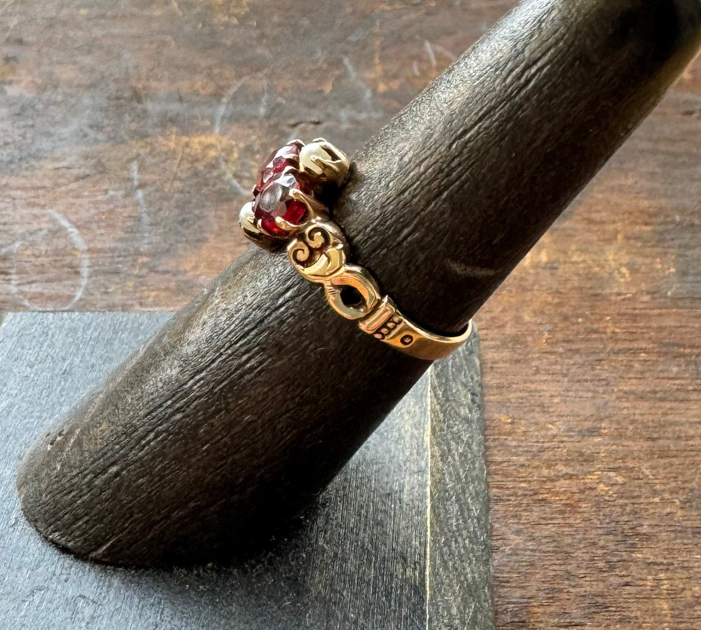 Victorian Garnet and Pearl Gold Ring