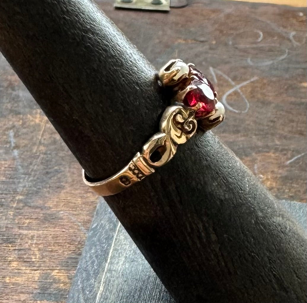 Victorian Garnet and Pearl Gold Ring