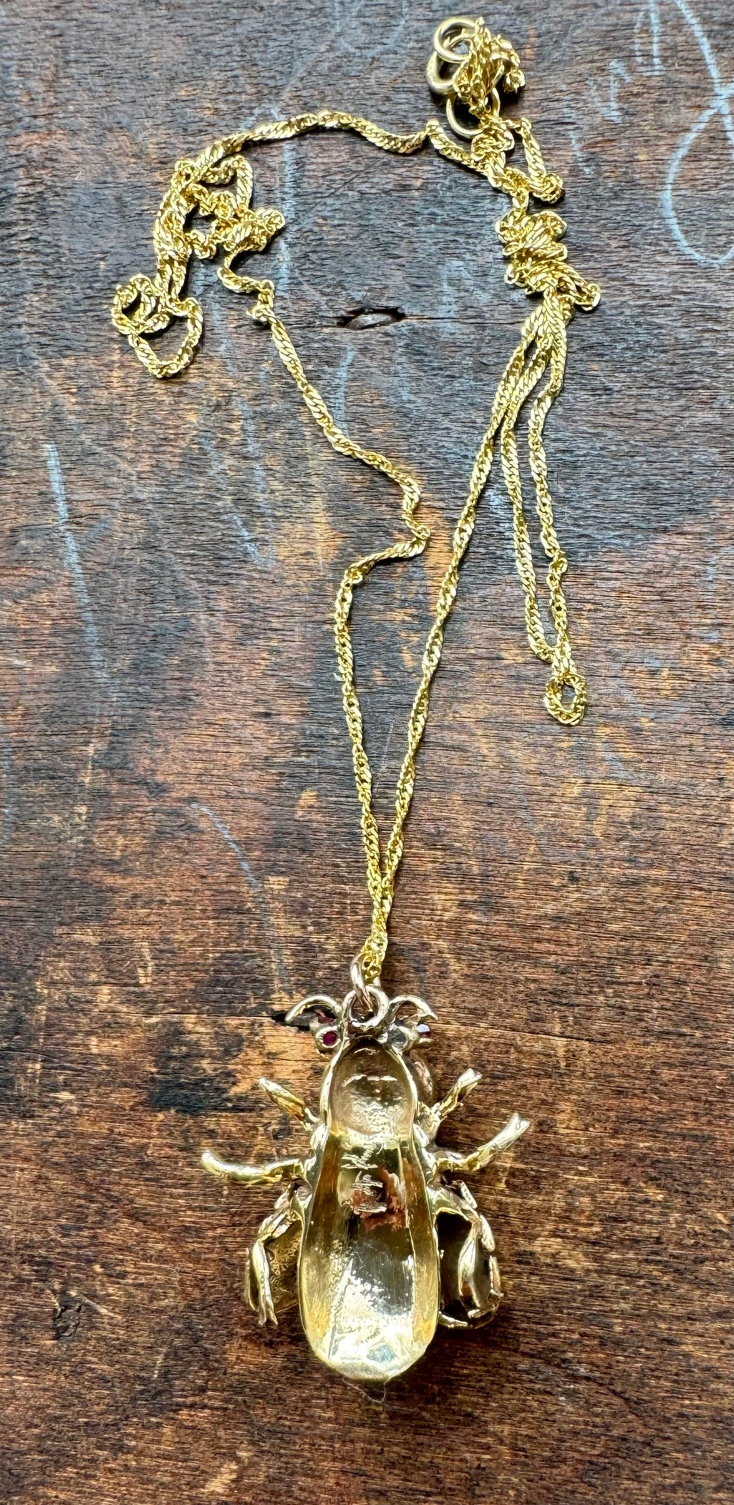 Vintage Conversion 14k Gold Bee Necklace