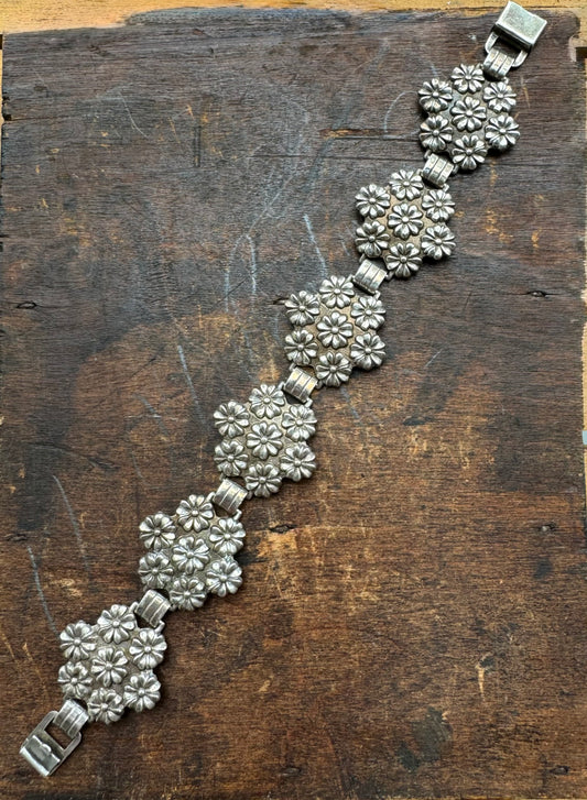 Vintage Sterling Bracelet – Art Nouveau Floral Bracelet