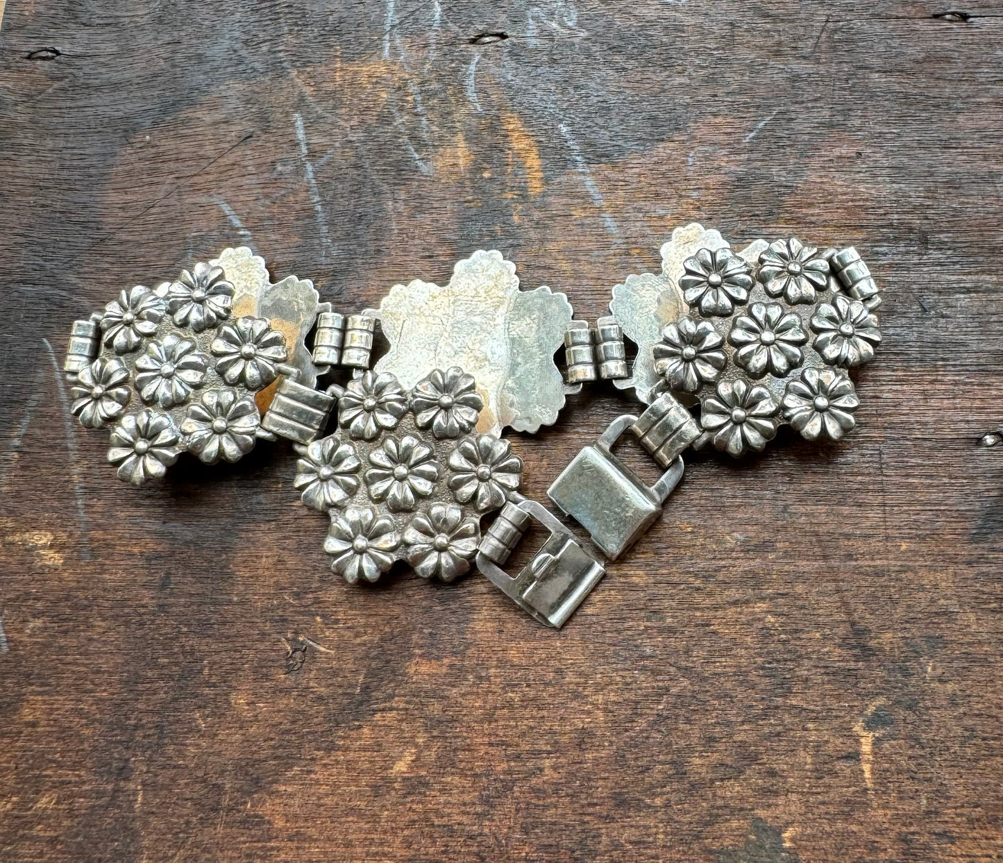 Vintage Sterling Bracelet – Art Nouveau Floral Bracelet