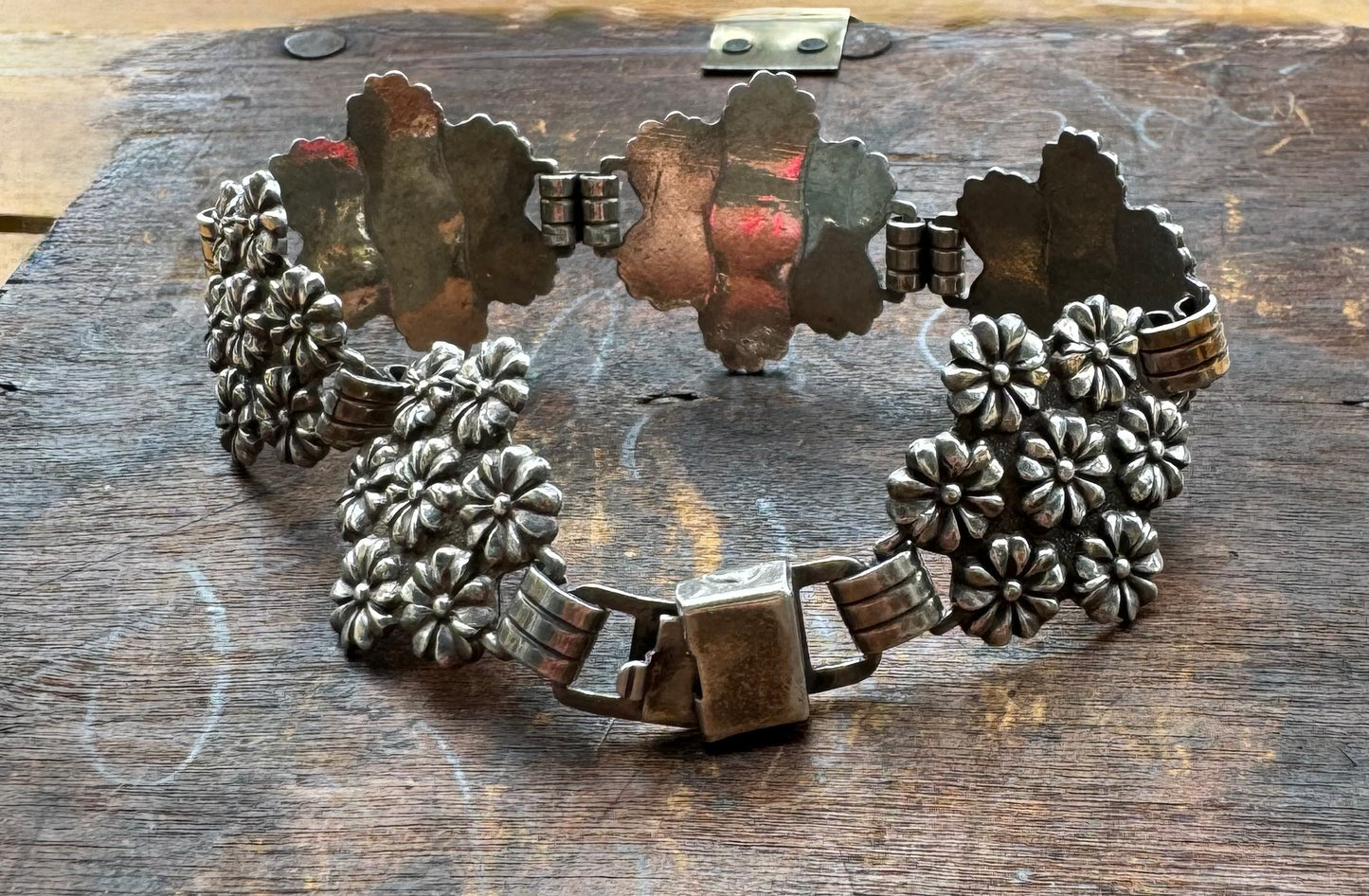 Vintage Sterling Bracelet – Art Nouveau Floral Bracelet
