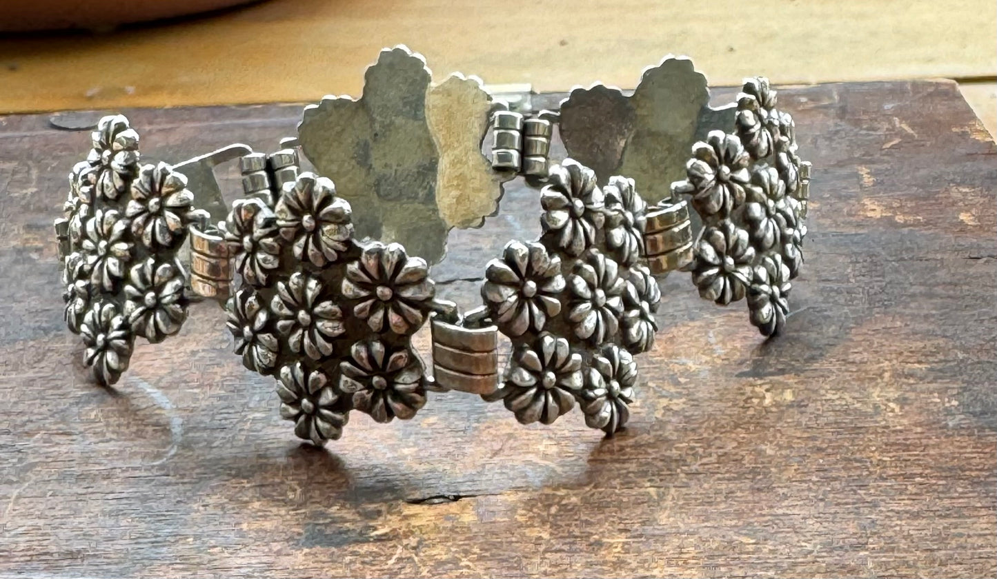 Vintage Sterling Bracelet – Art Nouveau Floral Bracelet
