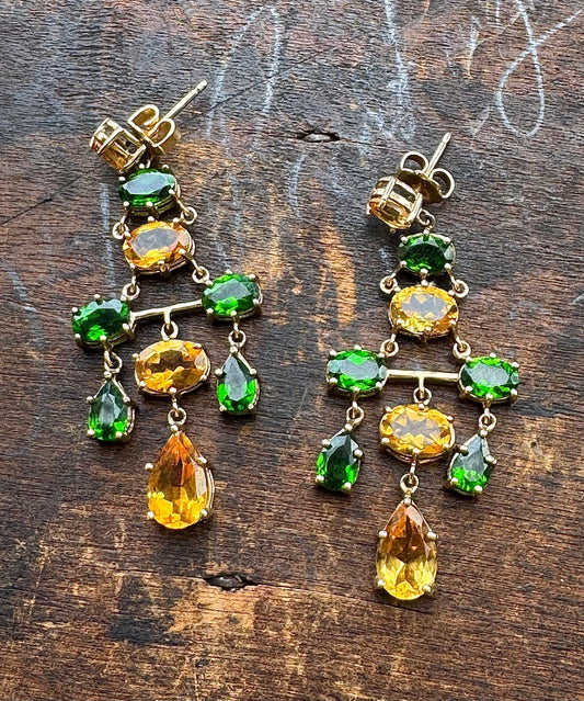 Chandelier Earrings-Vintage Peridot and Citrine Earrings