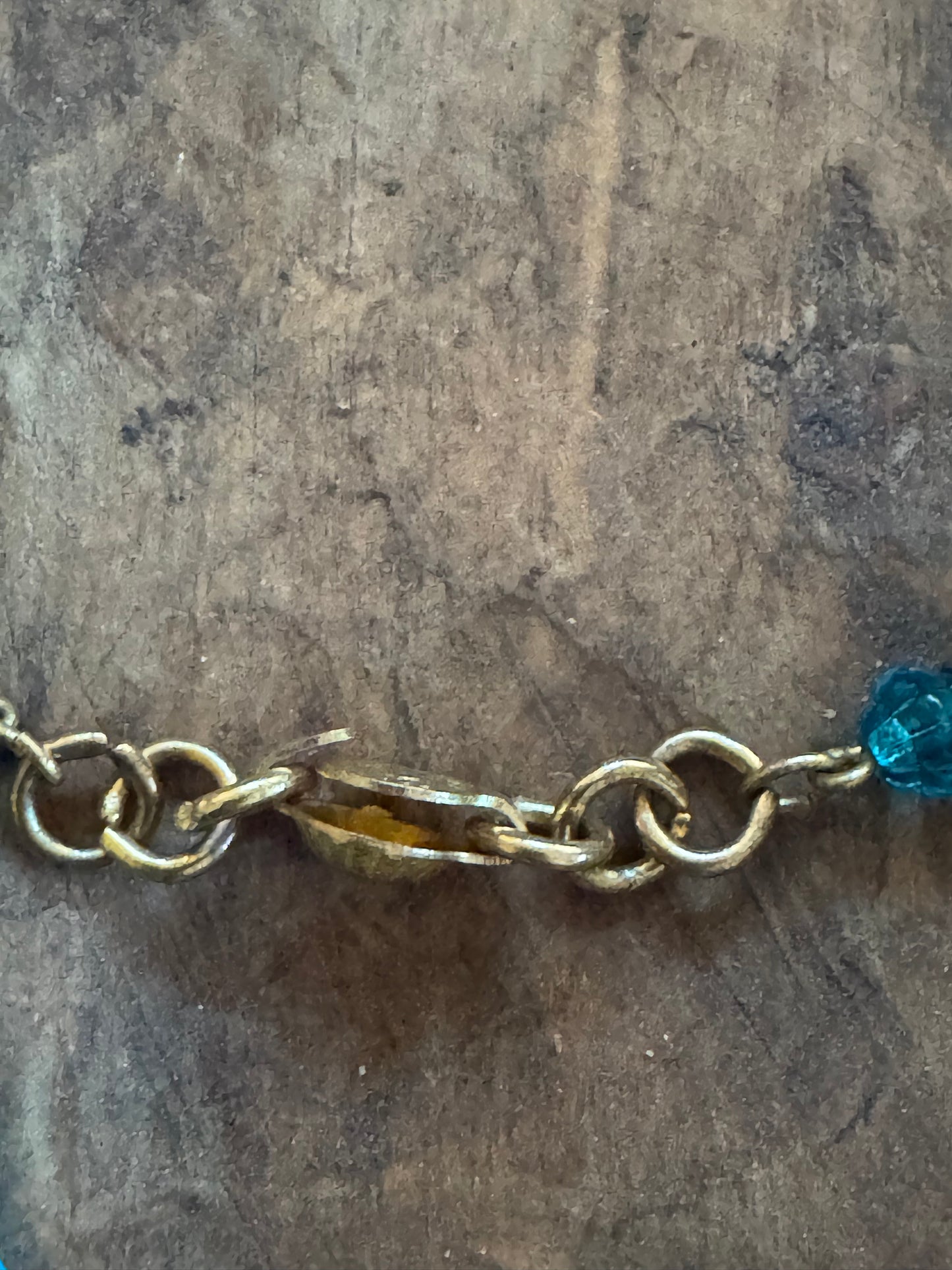 Vintage Necklace - 1930’s Blue Glass and Brass Necklace
