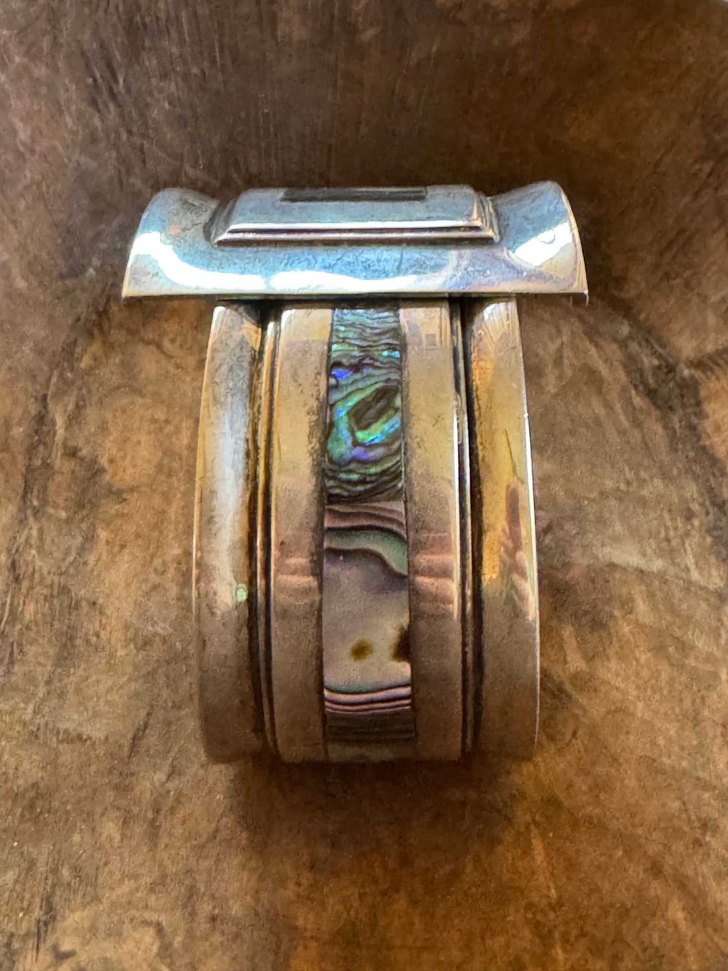 Vintage Bracelet-Sterling Silver and Abalone Bangle