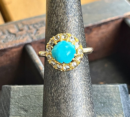 Victorian Turquoise & Diamond Gold Ring