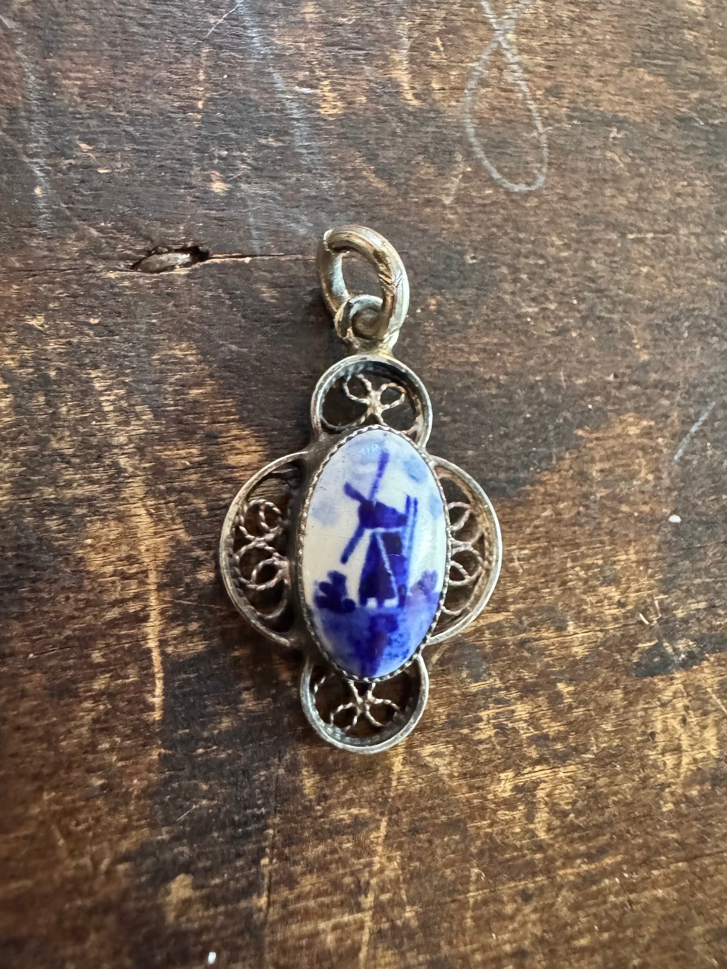 Vintage Pendant-Delft Windmill Pendant