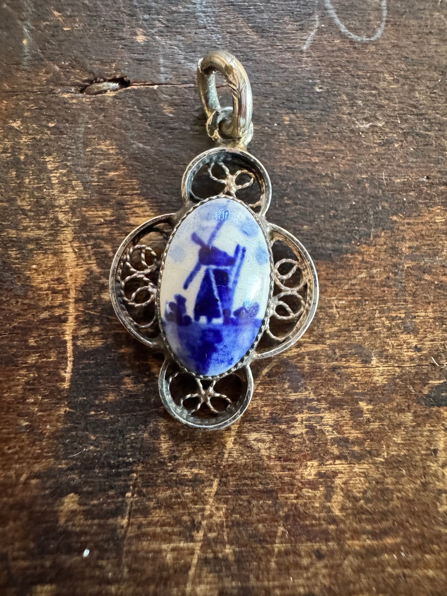 Vintage Pendant-Delft Windmill Pendant