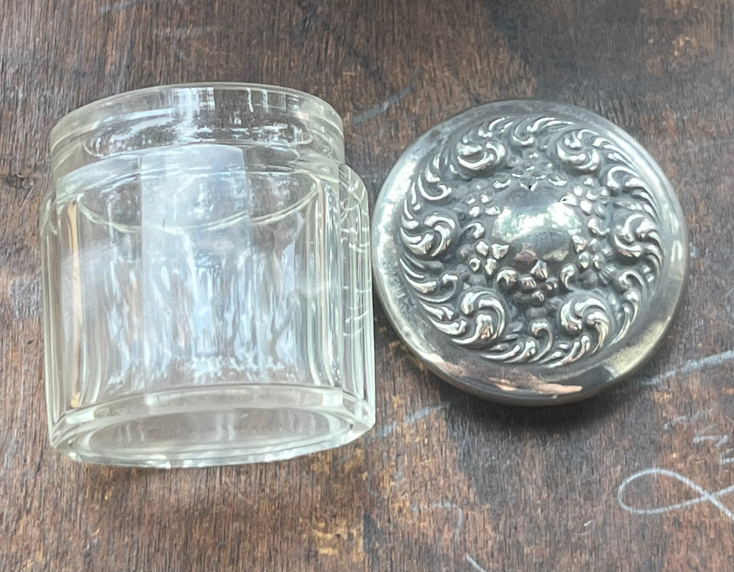 Antique Sterling and Glass Jar