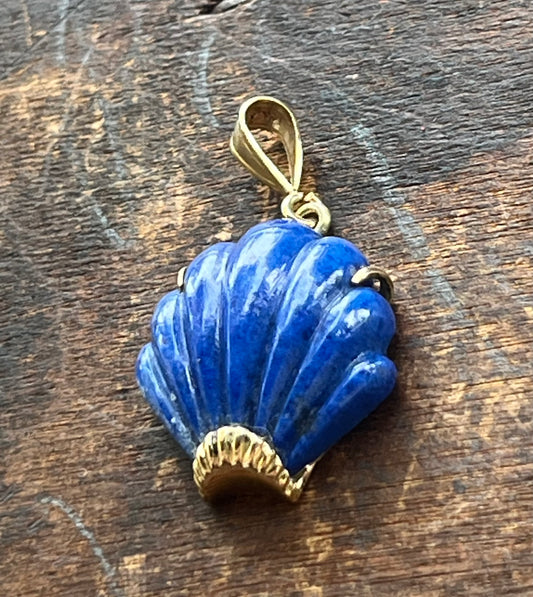 Lapis Shell Gold Pendant
