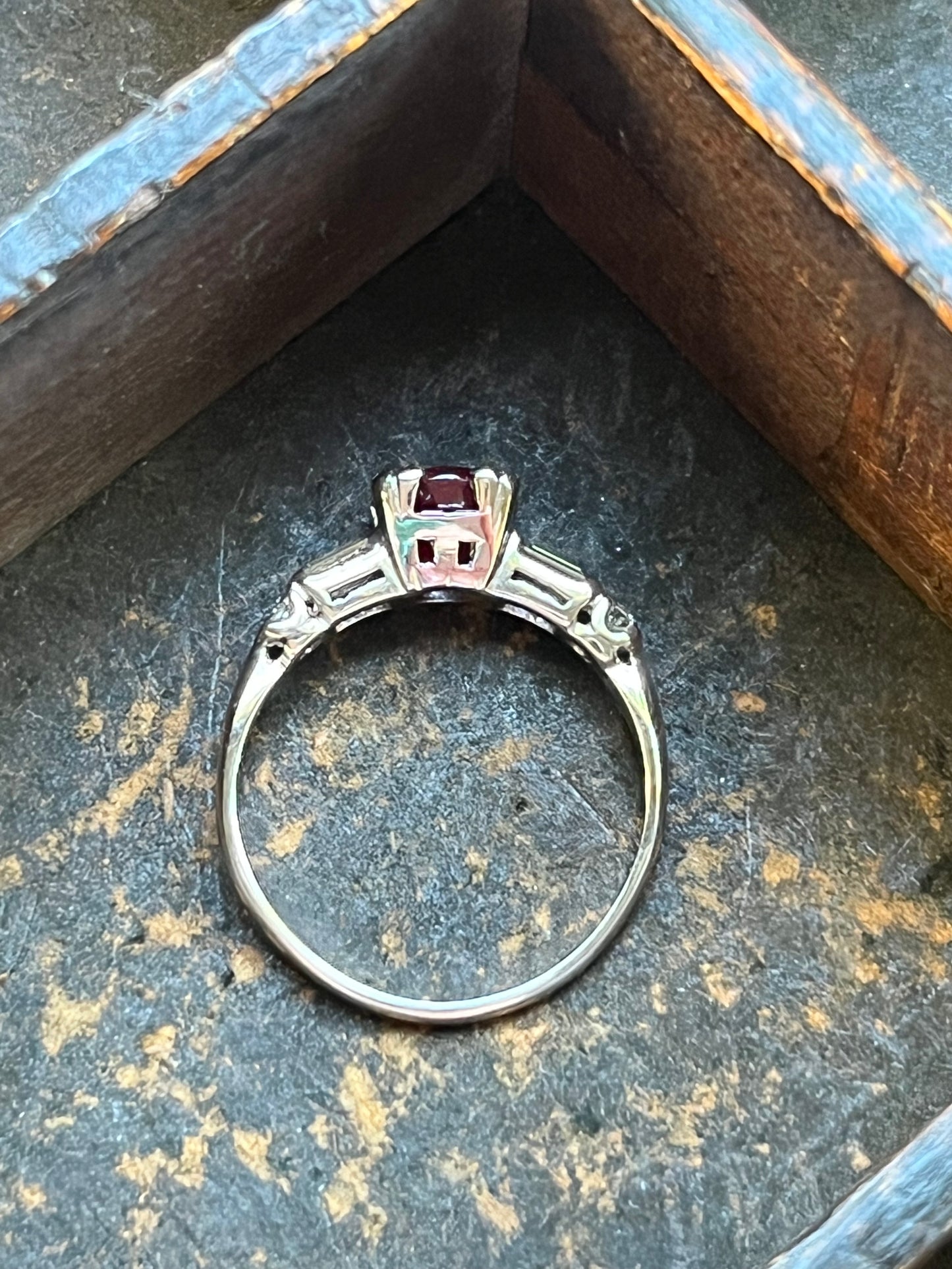 Vintage White Gold Ruby & Diamond Ring