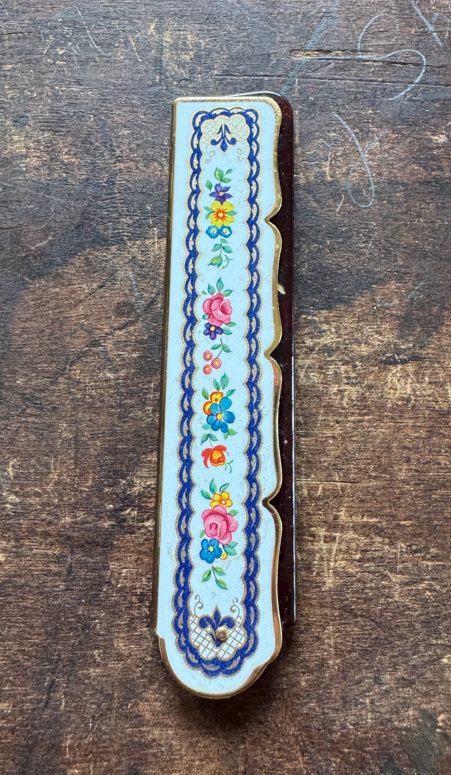 Vintage Comb - Floral Enamel Comb