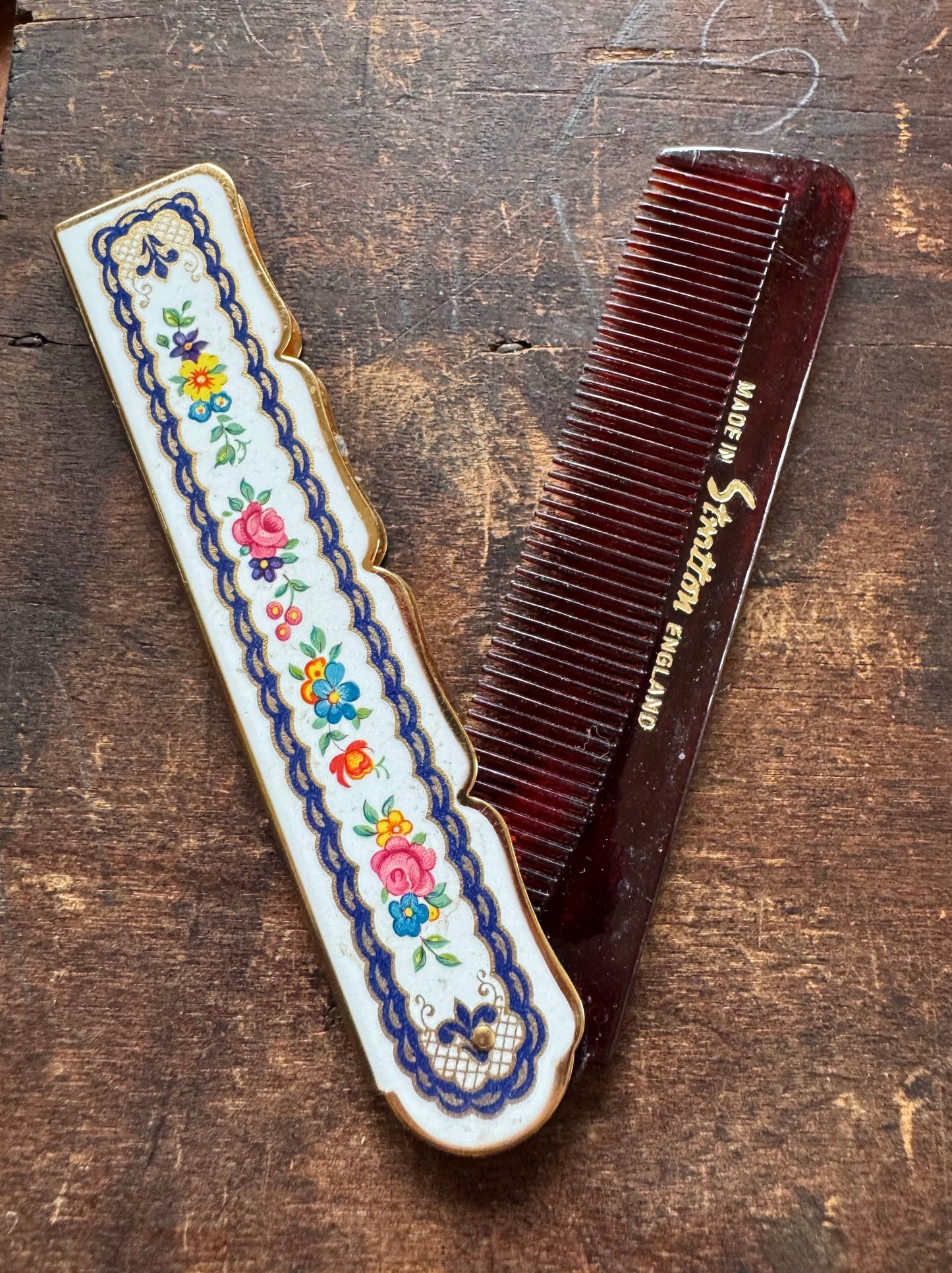 Vintage Comb - Floral Enamel Comb