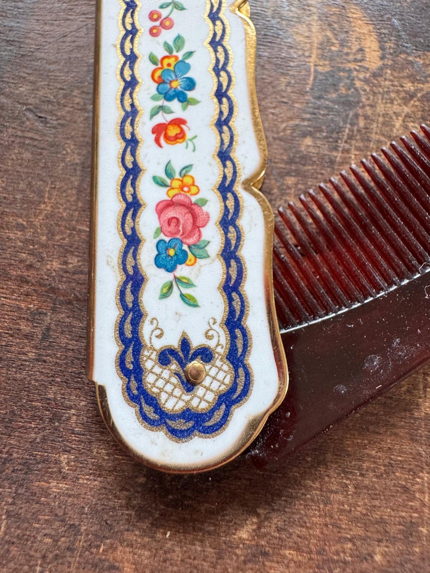 Vintage Comb - Floral Enamel Comb
