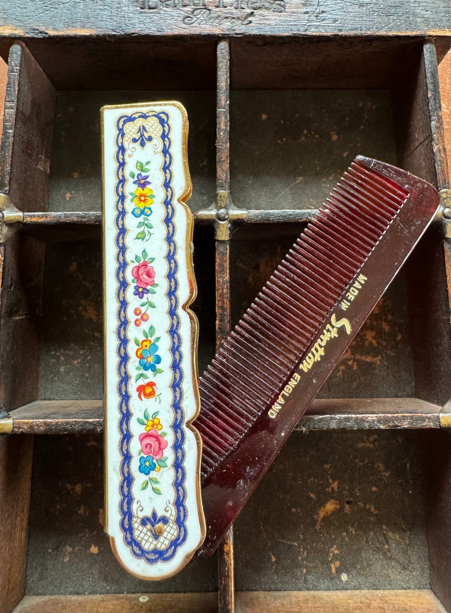 Vintage Comb - Floral Enamel Comb