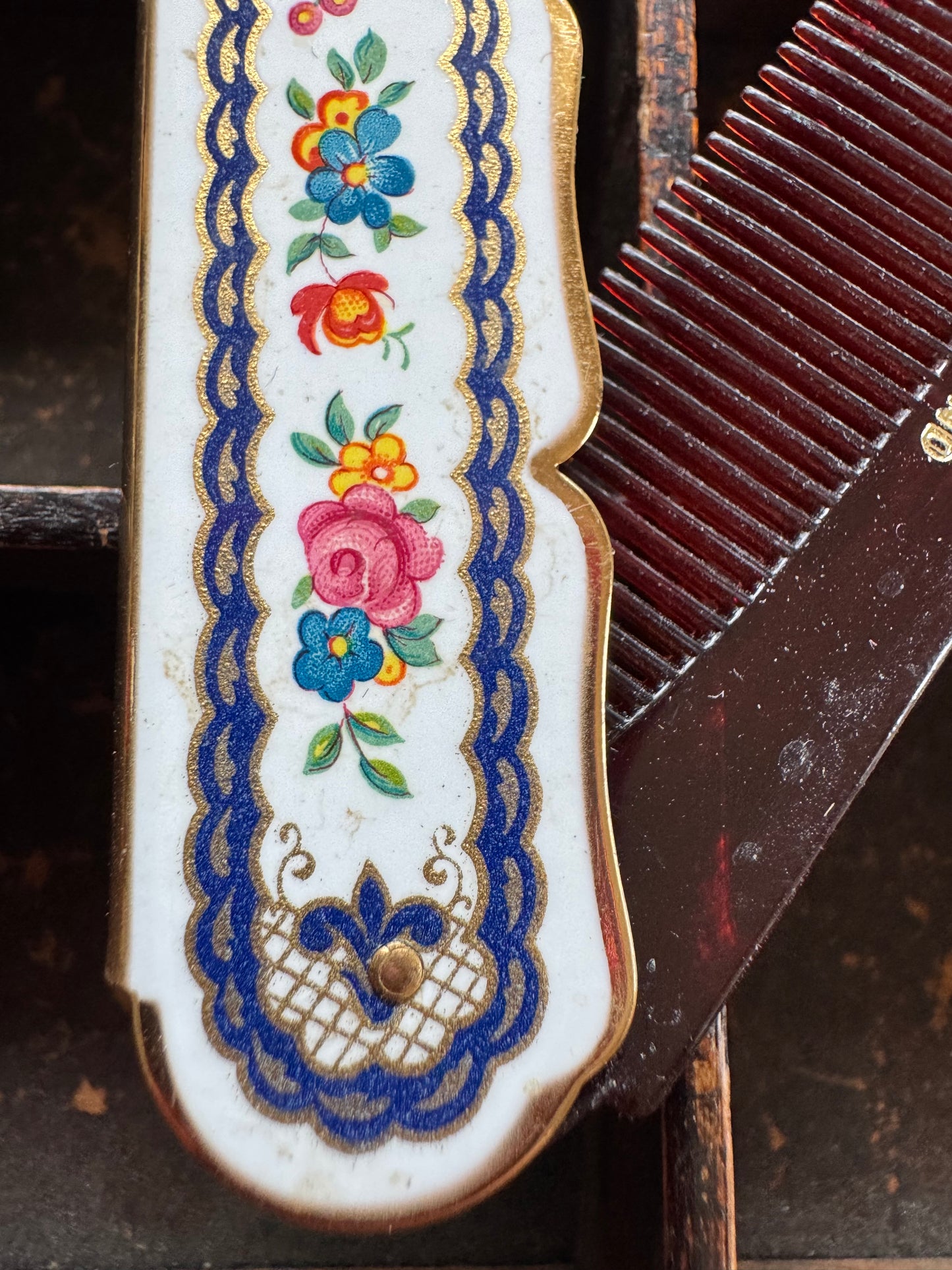 Vintage Comb - Floral Enamel Comb