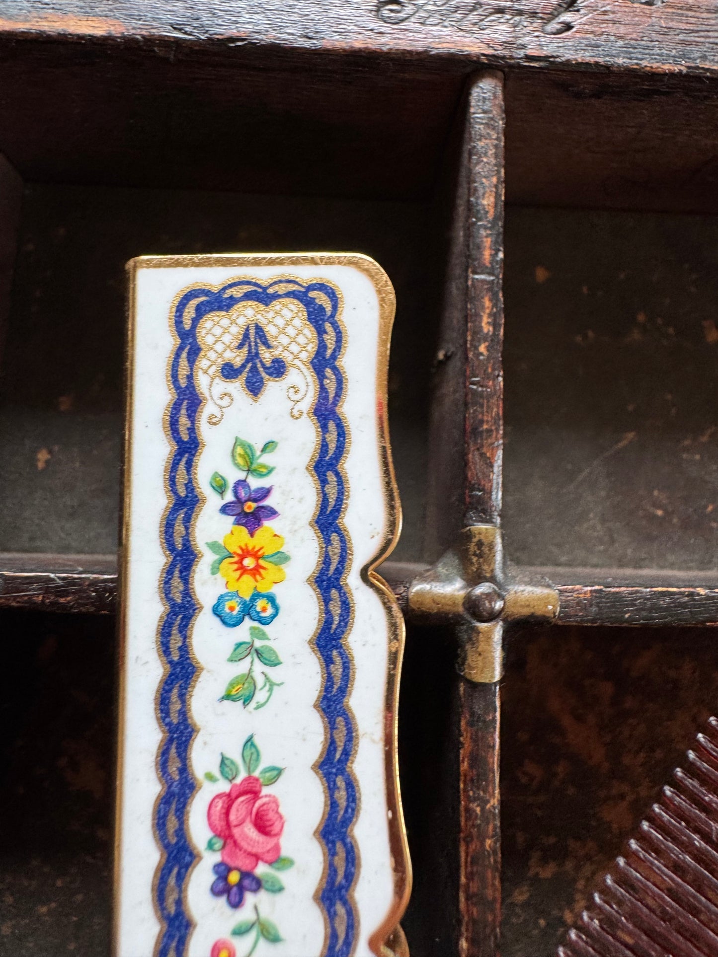 Vintage Comb - Floral Enamel Comb