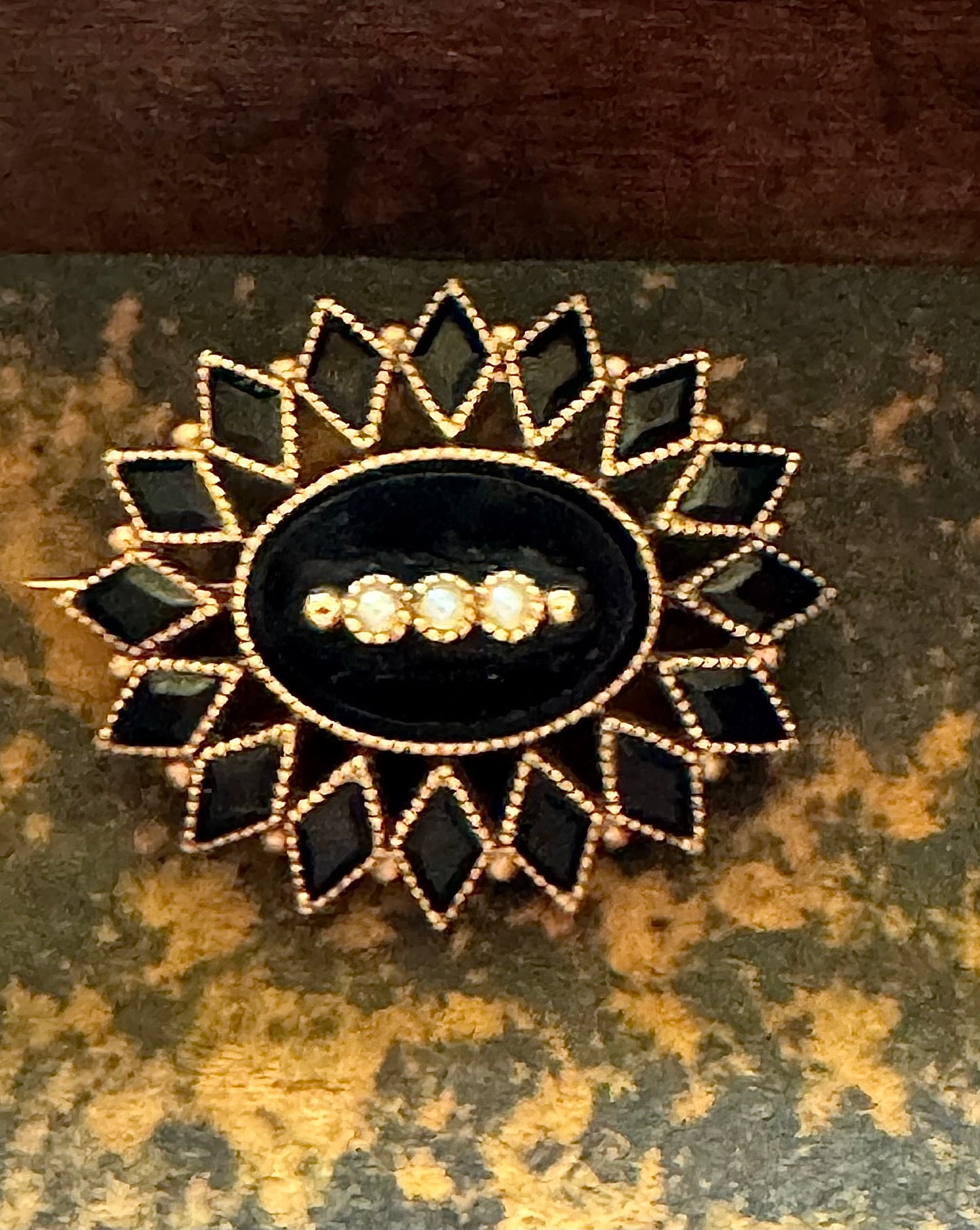 Victorian Pin/Pendant - Antique Black Onyx Mourning Jewelry