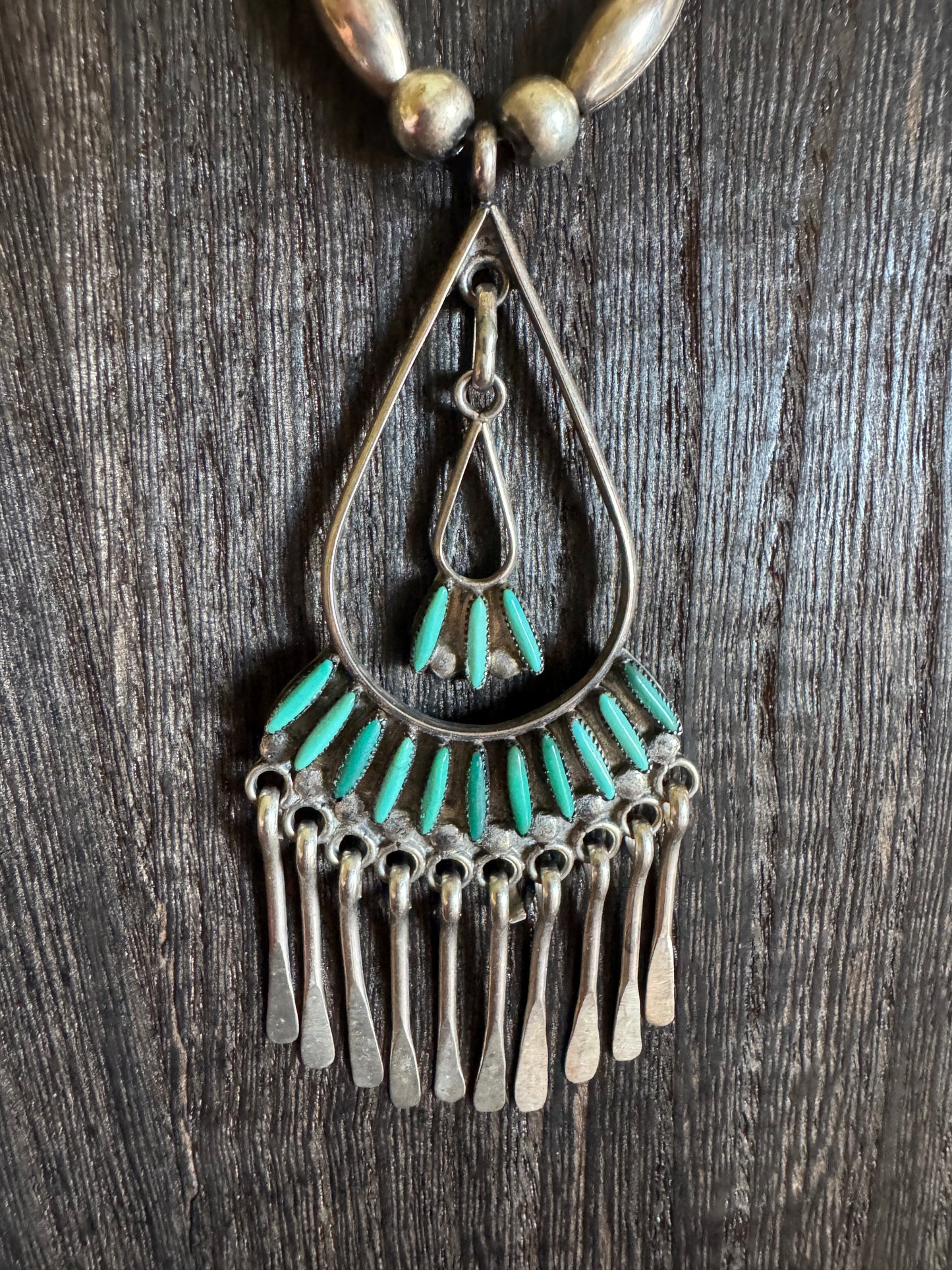 Zuni Necklace- Liquid Silver & Turquoise Necklace