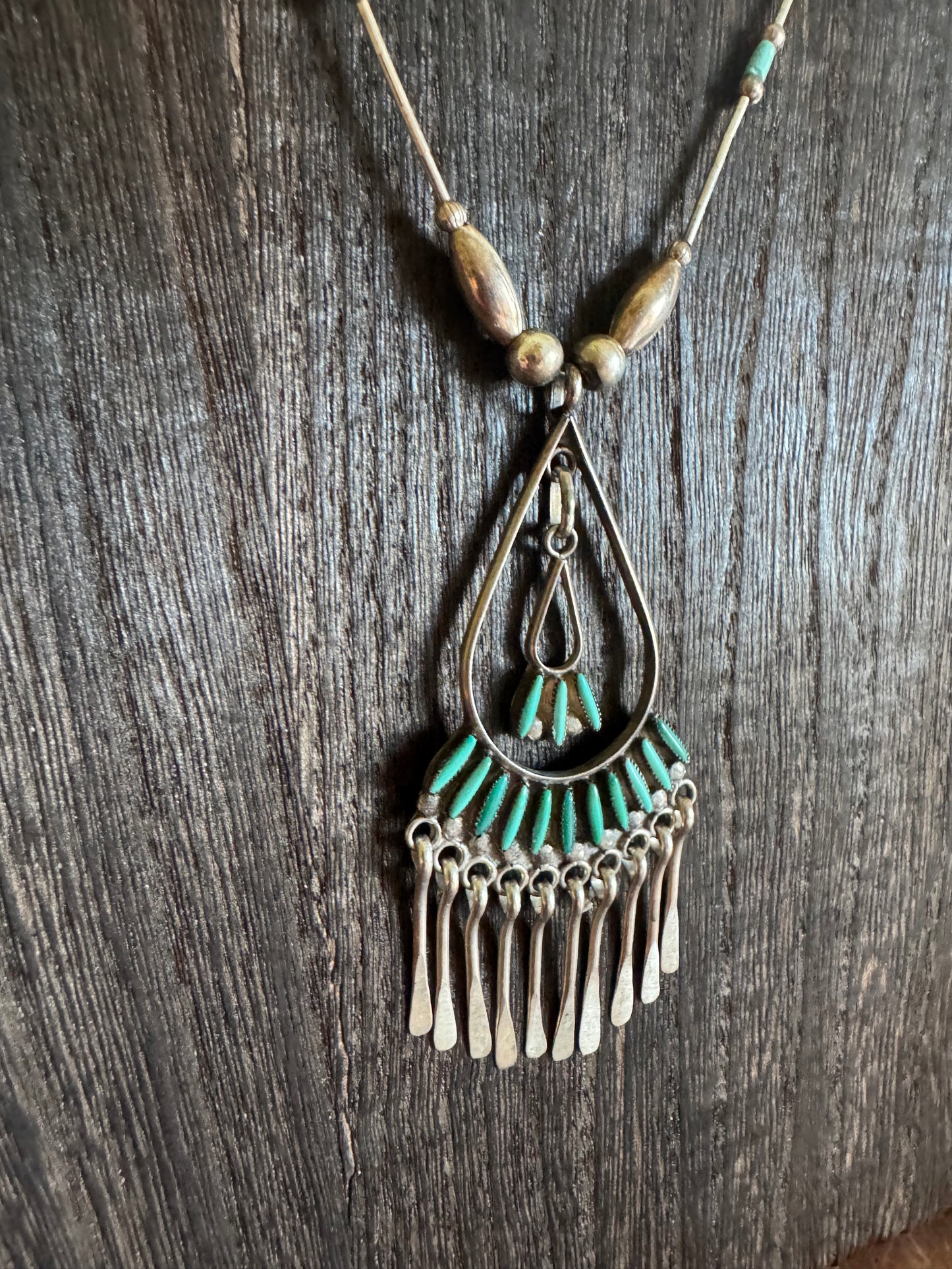 Zuni Necklace- Liquid Silver & Turquoise Necklace