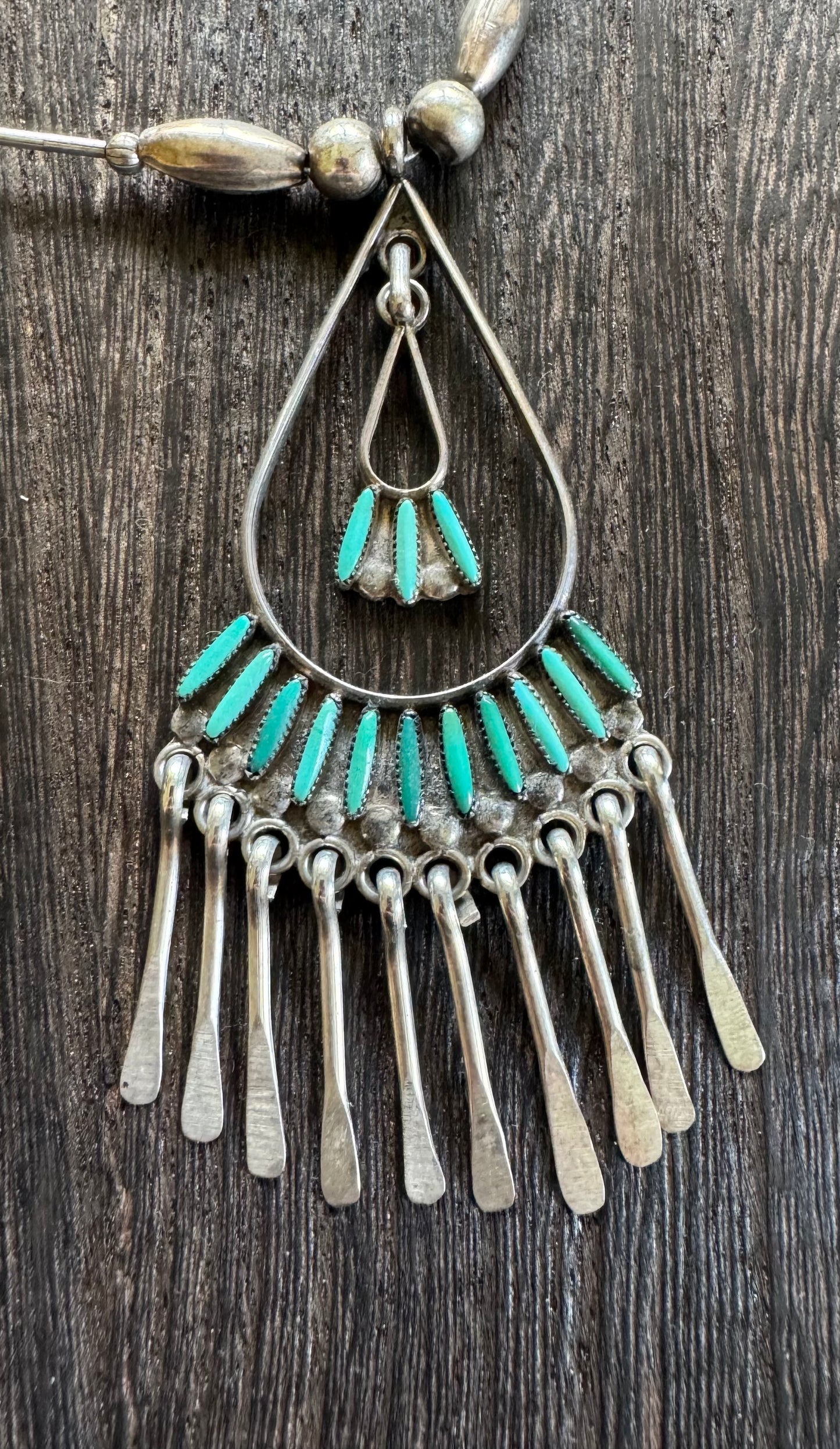 Zuni Necklace- Liquid Silver & Turquoise Necklace