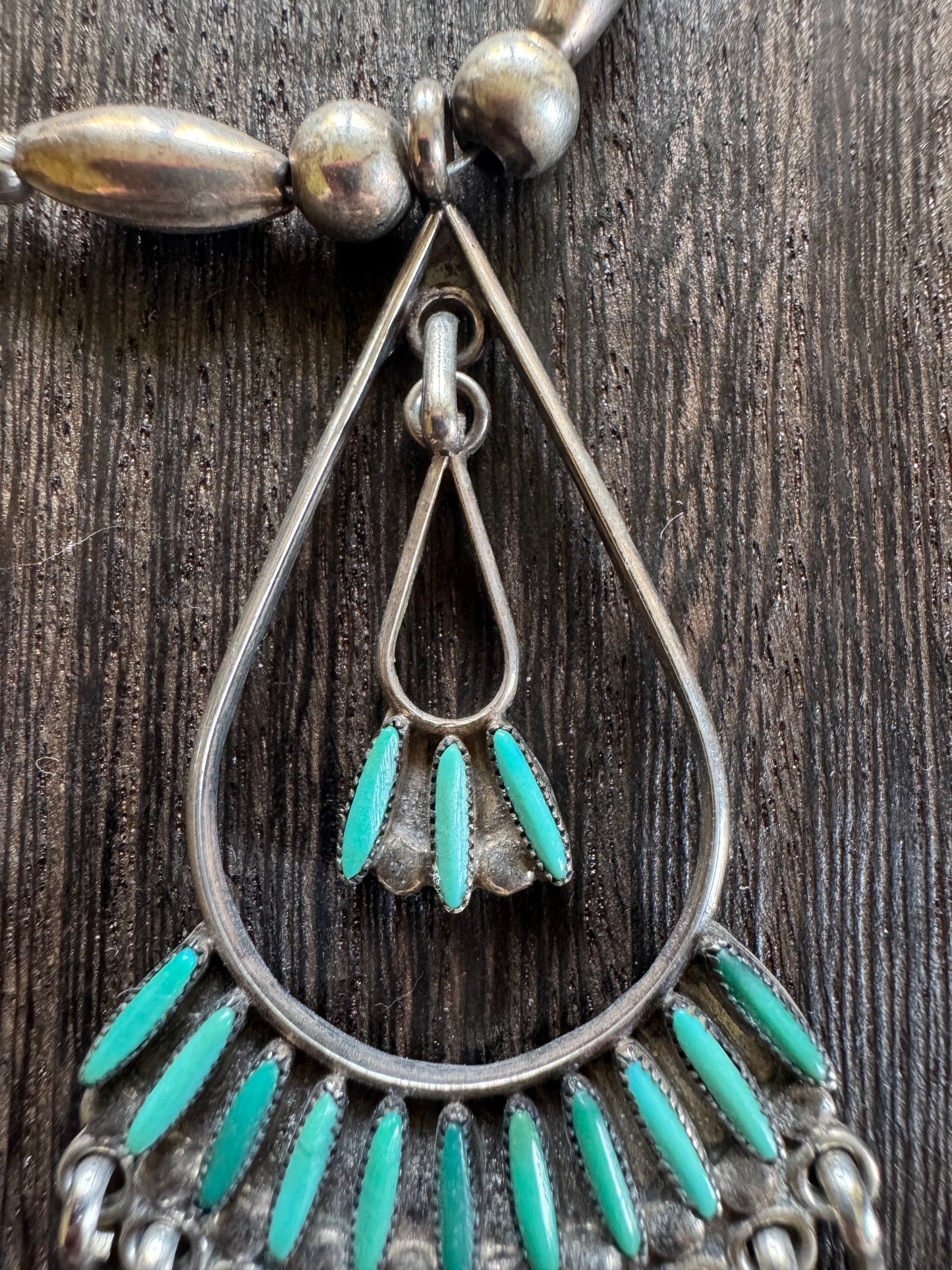Zuni Necklace- Liquid Silver & Turquoise Necklace