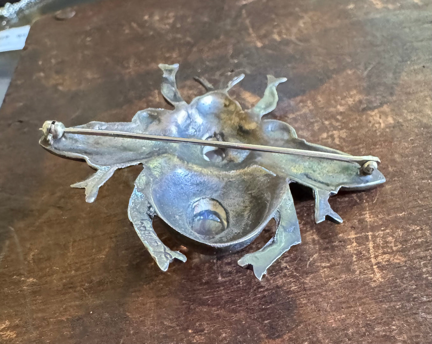 Walter Lampl Statement Sterling Silver and Moonstone Bee Pin