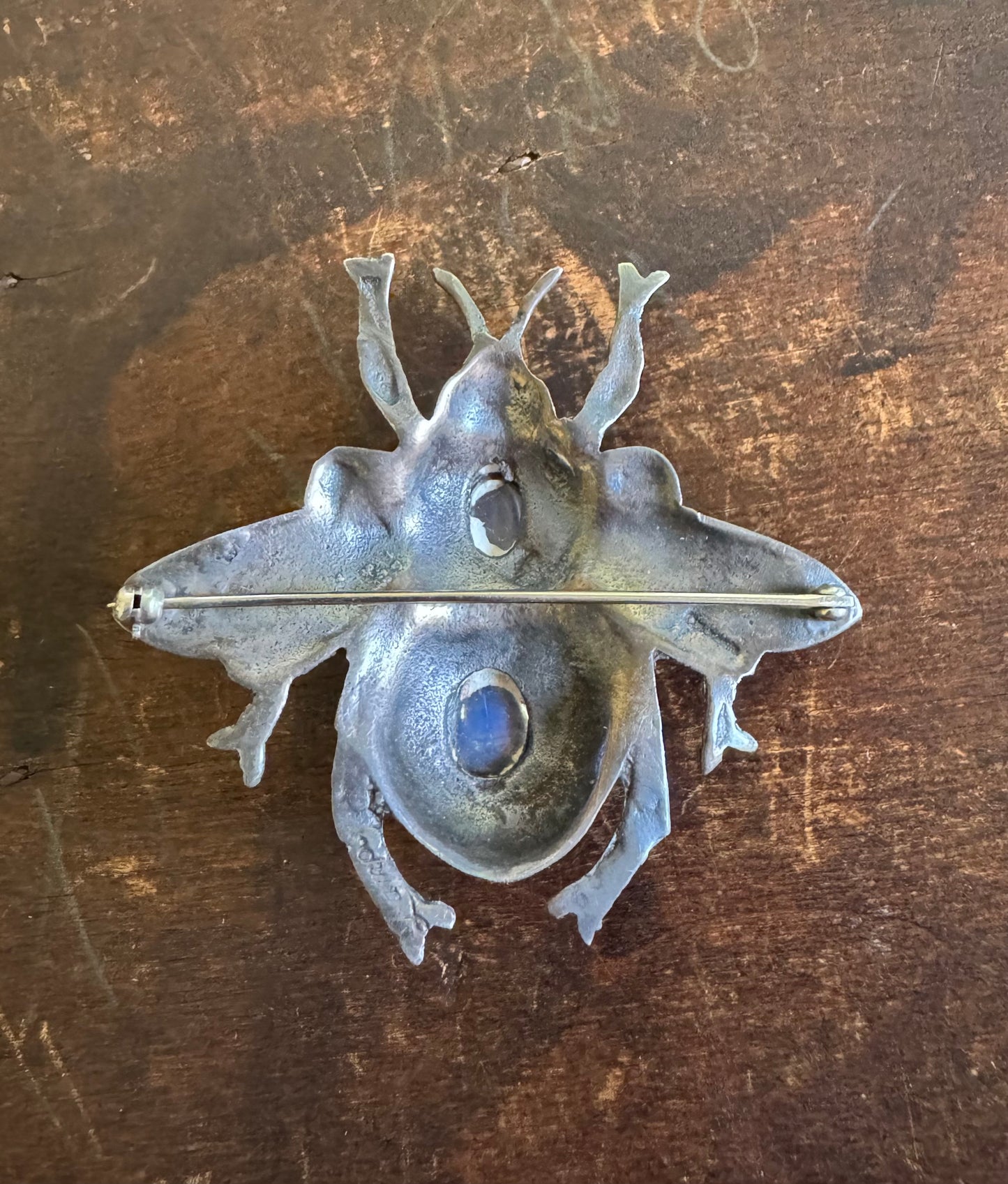 Walter Lampl Statement Sterling Silver and Moonstone Bee Pin