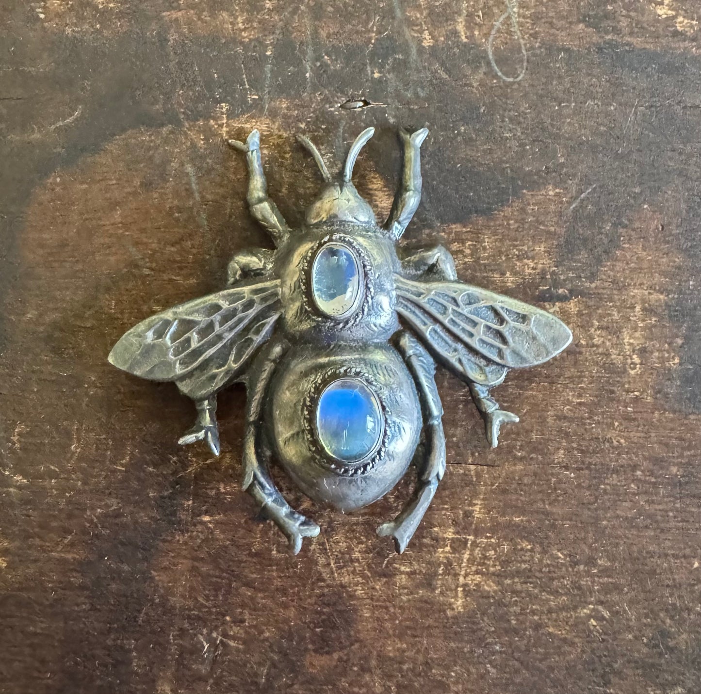 Walter Lampl Statement Sterling Silver and Moonstone Bee Pin