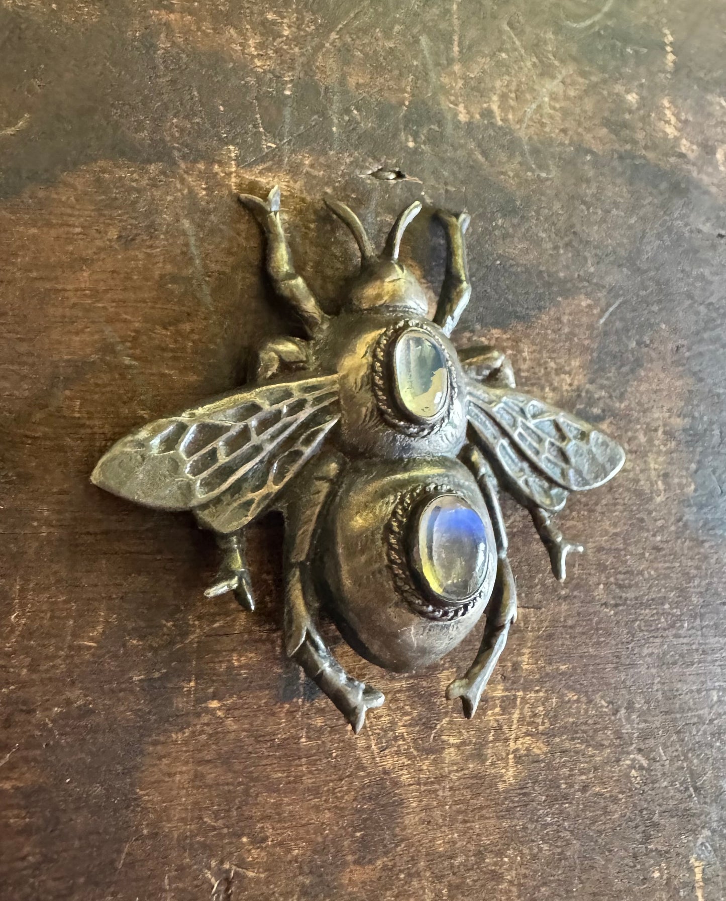 Walter Lampl Statement Sterling Silver and Moonstone Bee Pin