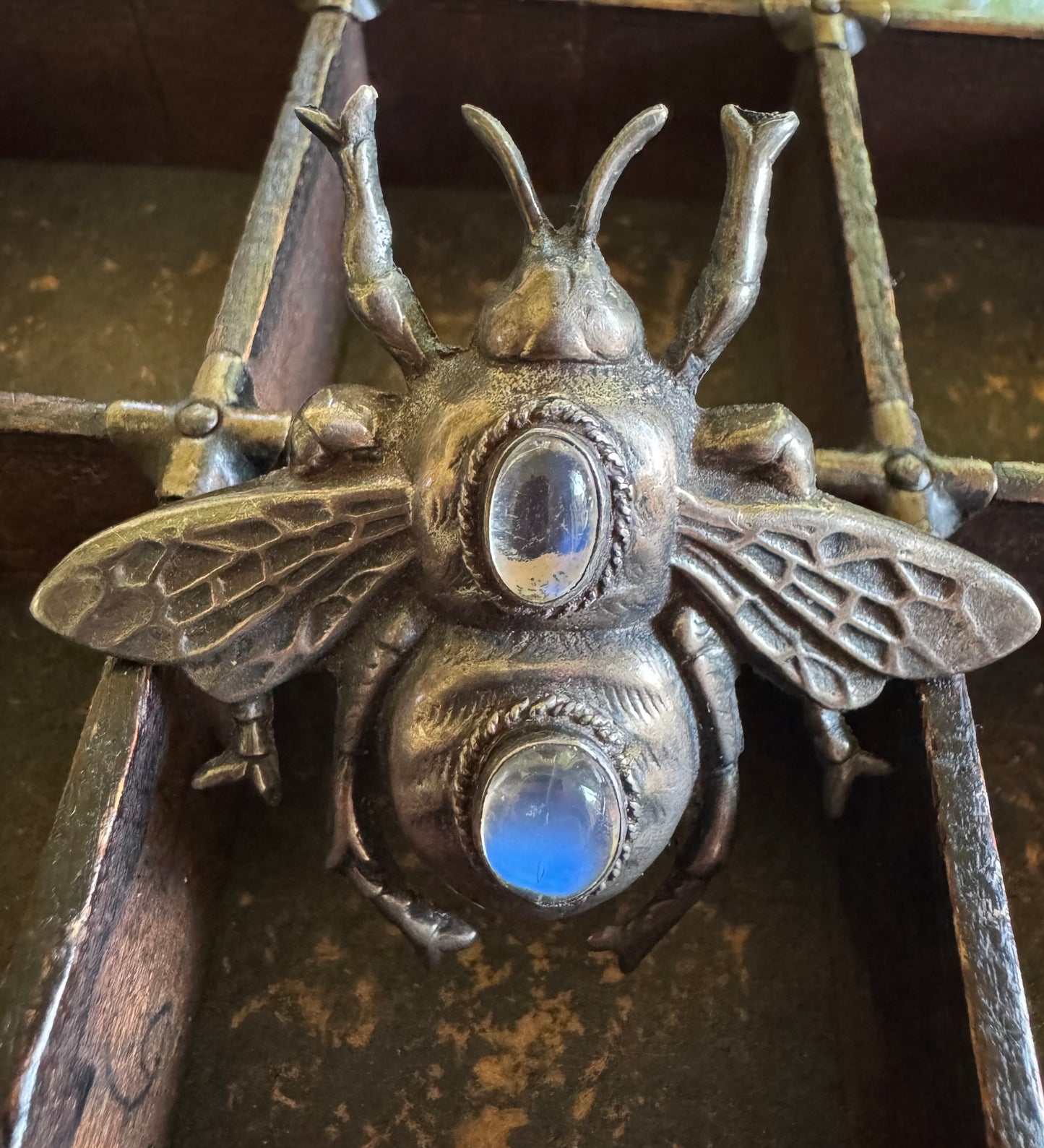 Walter Lampl Statement Sterling Silver and Moonstone Bee Pin
