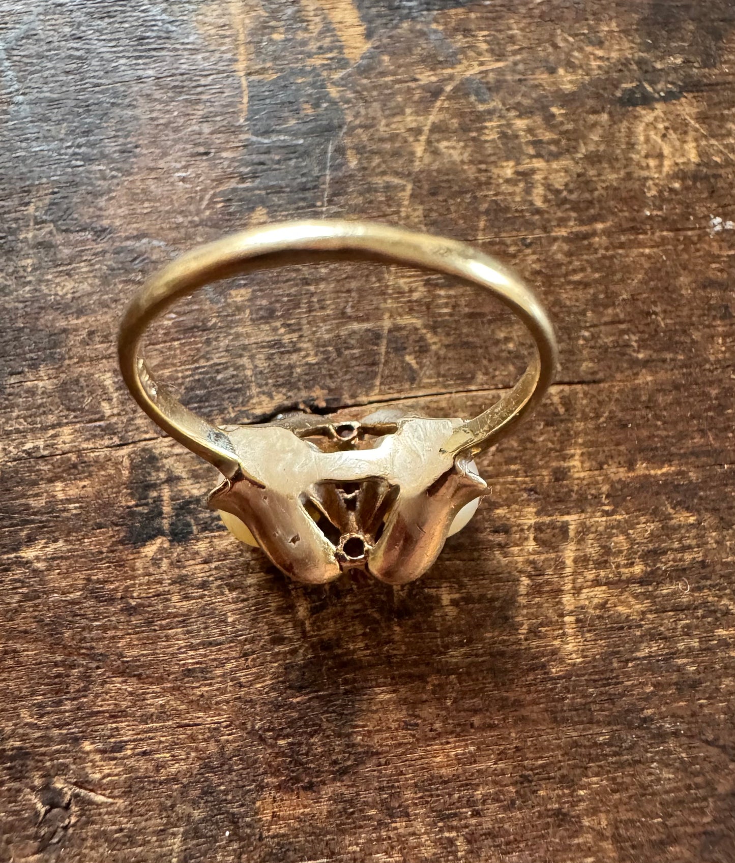 Vintage Ring - Mid-Century Pearl & Ruby Ring