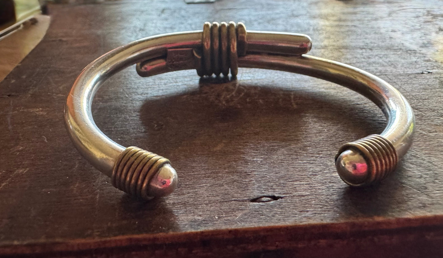 Vintage Cuff -Taxco Sterling Silver and Brass Cuff