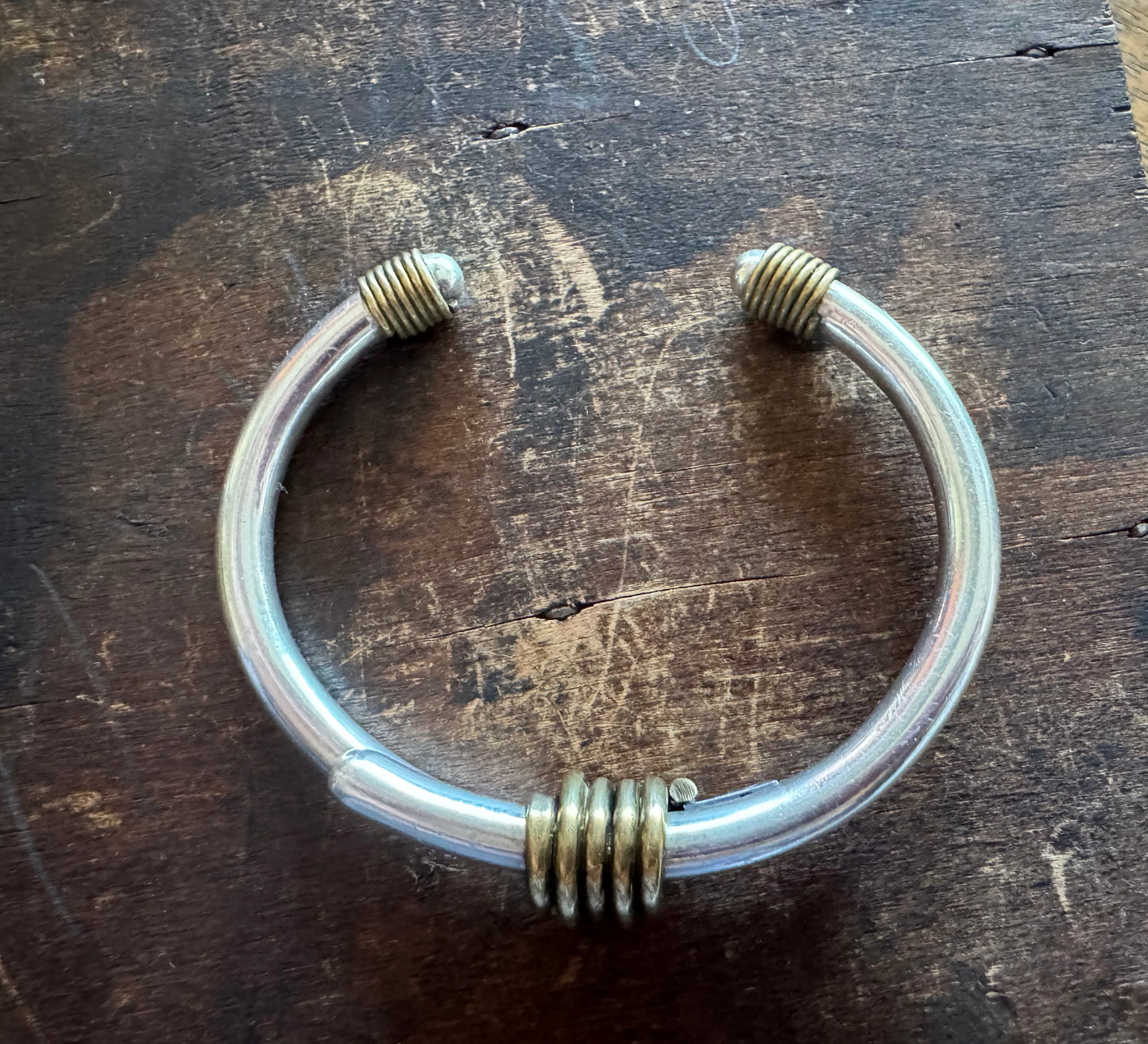 Vintage Cuff -Taxco Sterling Silver and Brass Cuff