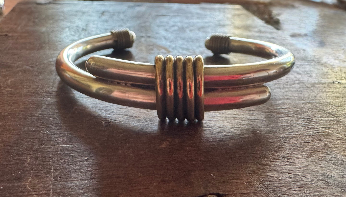 Vintage Cuff -Taxco Sterling Silver and Brass Cuff