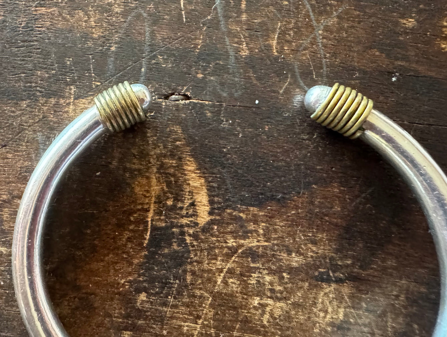 Vintage Cuff -Taxco Sterling Silver and Brass Cuff