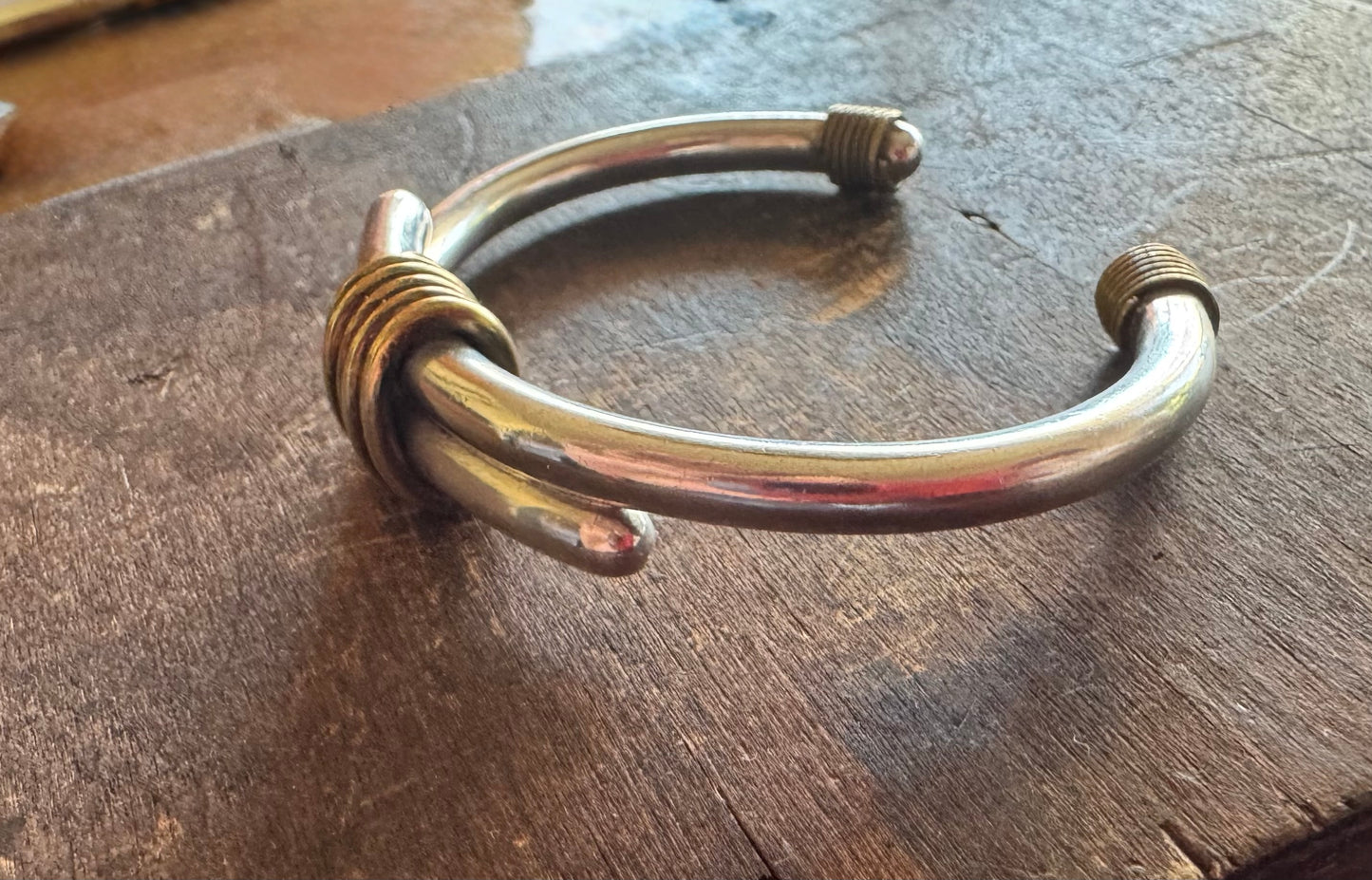 Vintage Cuff -Taxco Sterling Silver and Brass Cuff